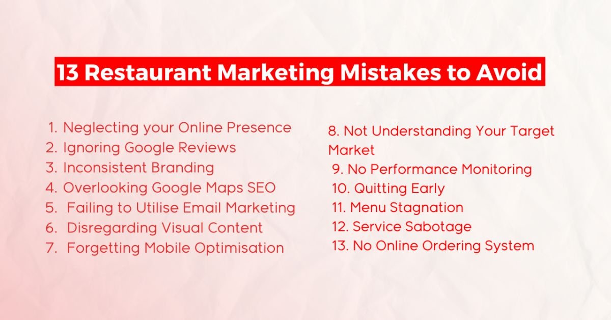 13 Restaurant Marketing Mistakes